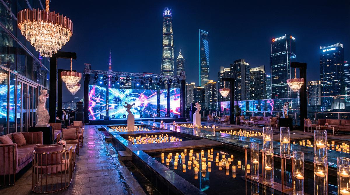 里番网传媒城市夜景航拍传媒顶层派对实录